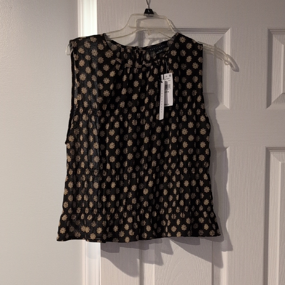 Sanctuary Black and Cream Sleeveless Blouse